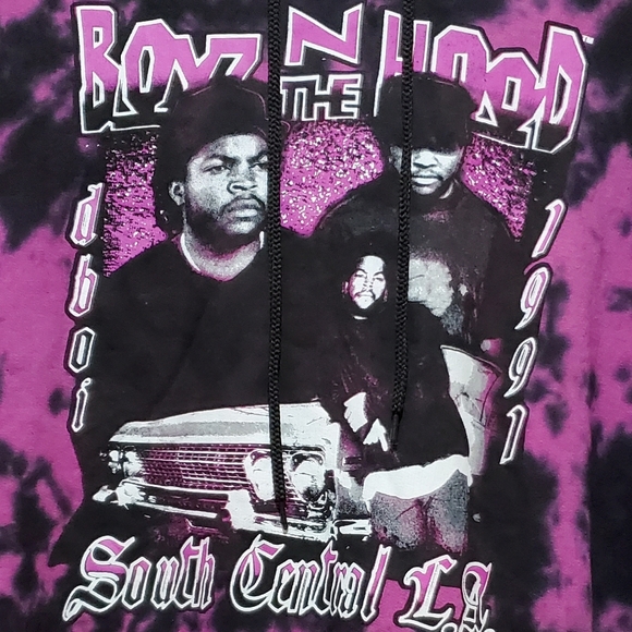 Philcos Boyz N the Hood Size XL Pink & Black Tie Dye Ice Cube Graphic Hoodie - Picture 4 of 7